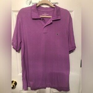 Vineyard Vines Classic Fit Polo Size L Purple Embroidered Whale Logo